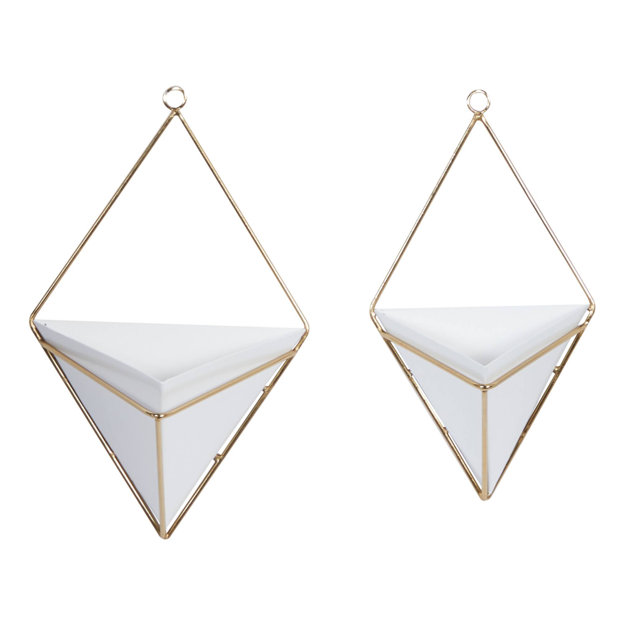 CosmoLiving by Cosmopolitan Set of 2 White Metal Contemporary Planter, 7" x 9"